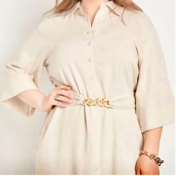 Eloquii Tops - Eloquii Tan Casual Shirt Dress Relaxed Fit